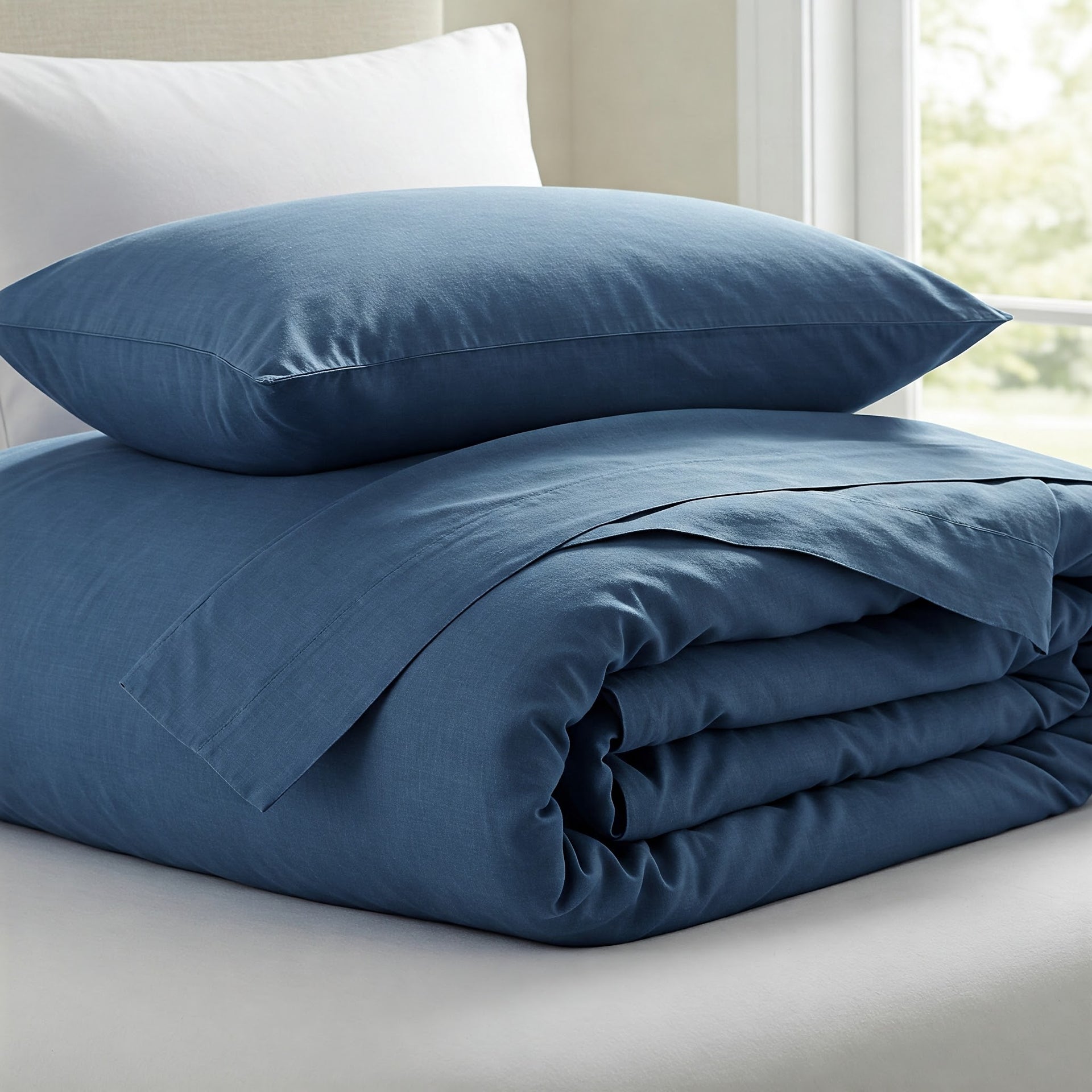 SET FUNDA DE DUVET NAVY BLUE King 100% algodón suave 200 hilos