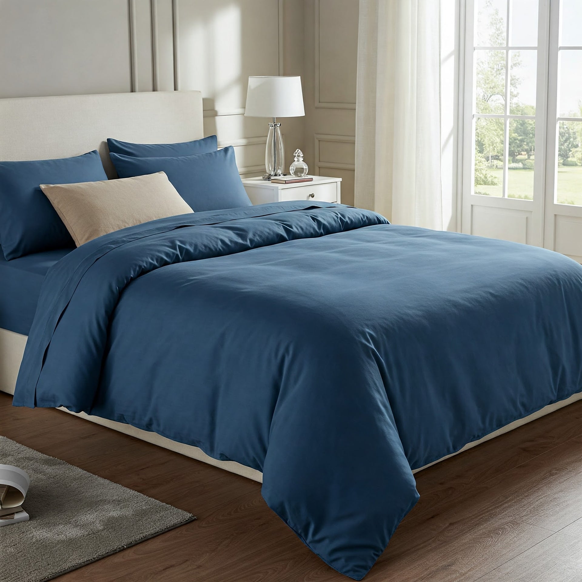 SET FUNDA DE DUVET NAVY BLUE King 100% algodón suave 200 hilos