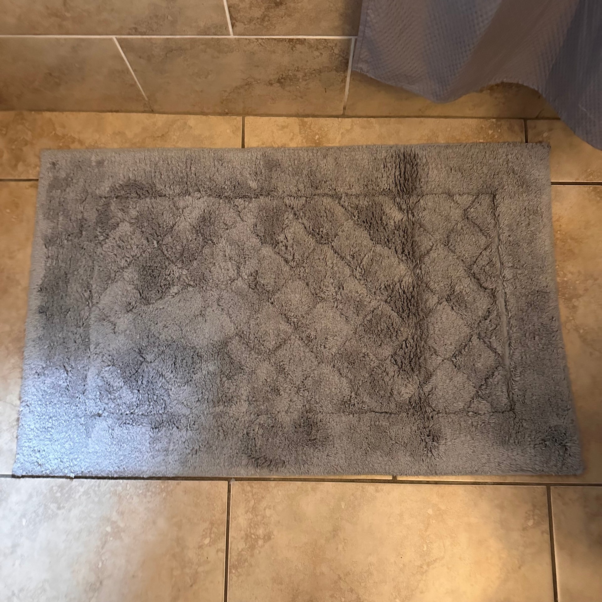 Alfombra de Baño Gris Moderna 100% Algodón Premium Súper Absorbente y de Secado Rápido