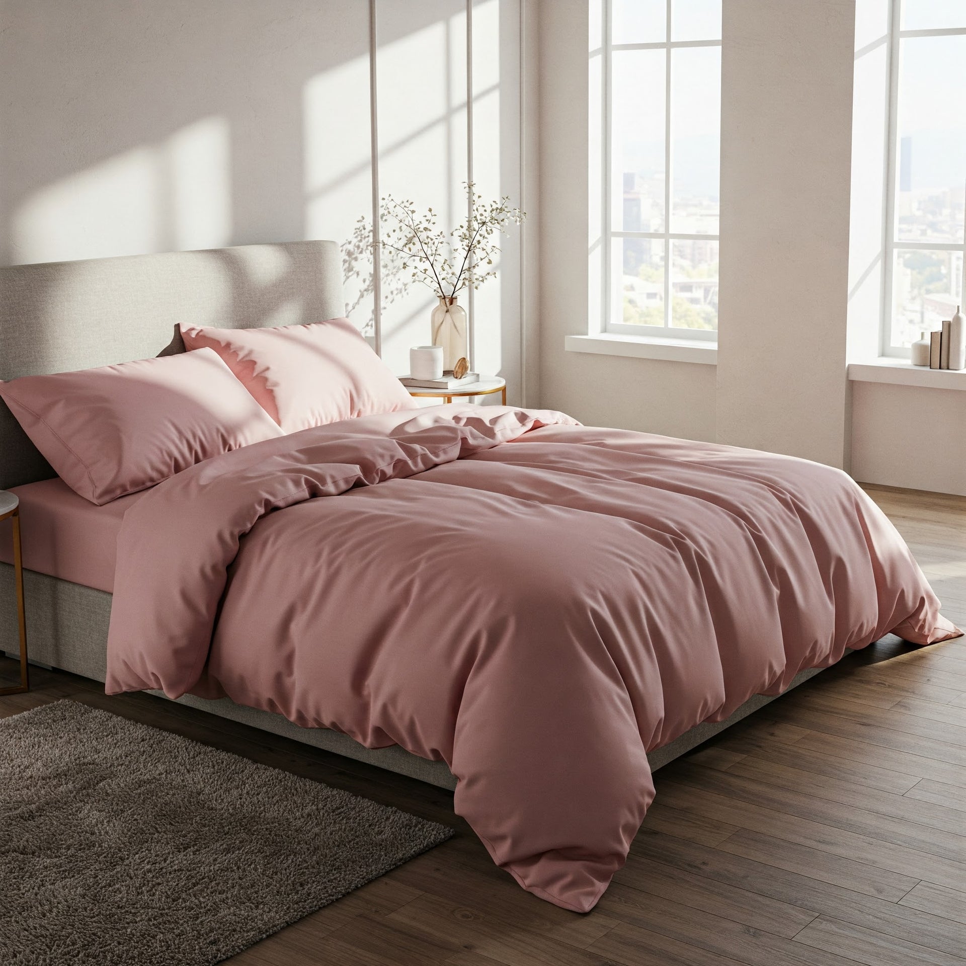 SET FUNDA DE DUVET ROSA Suave 100% Algodón 200 Hilos
